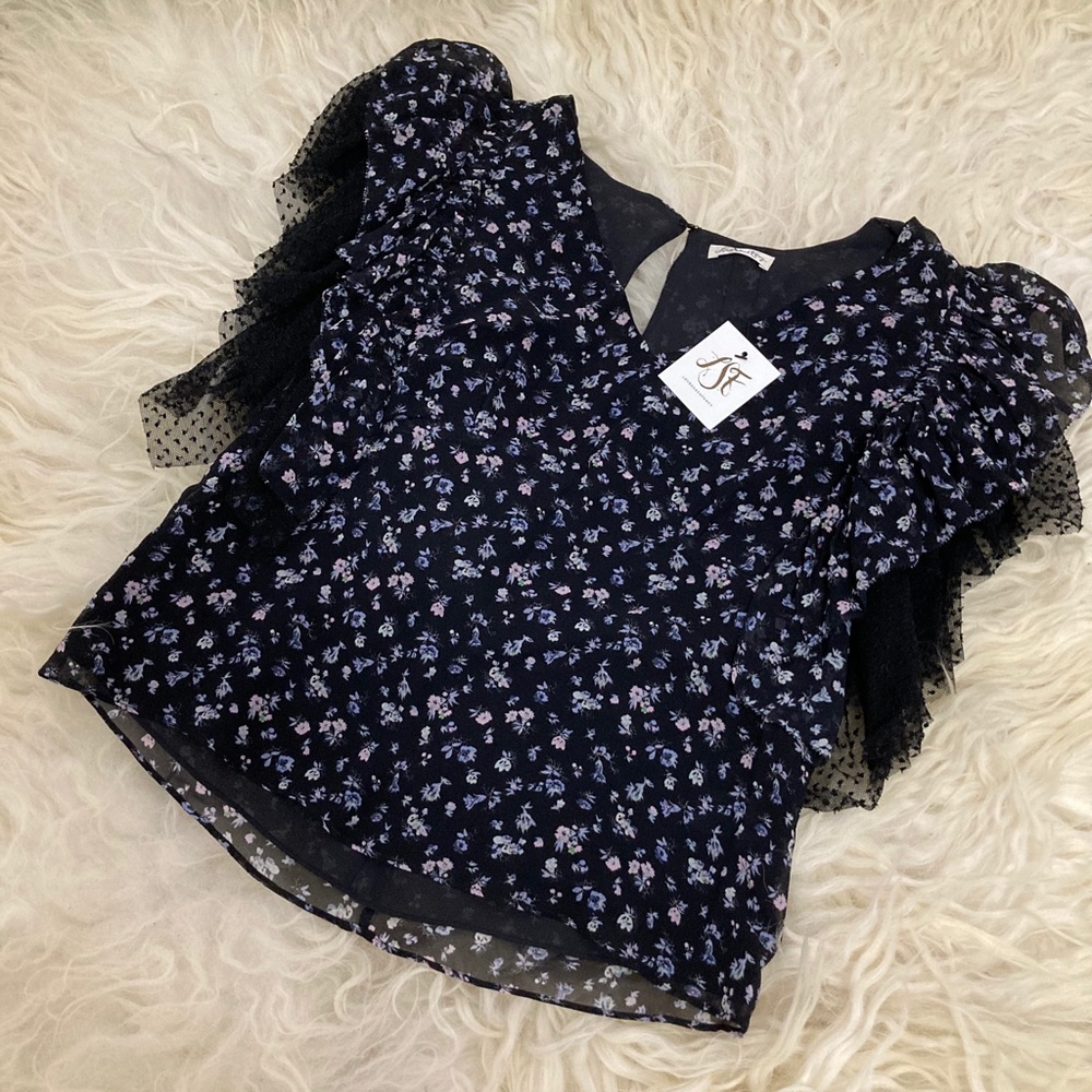 LOVESHACKFANCY Silk Floral Print Blouse - Picture 2 of 8